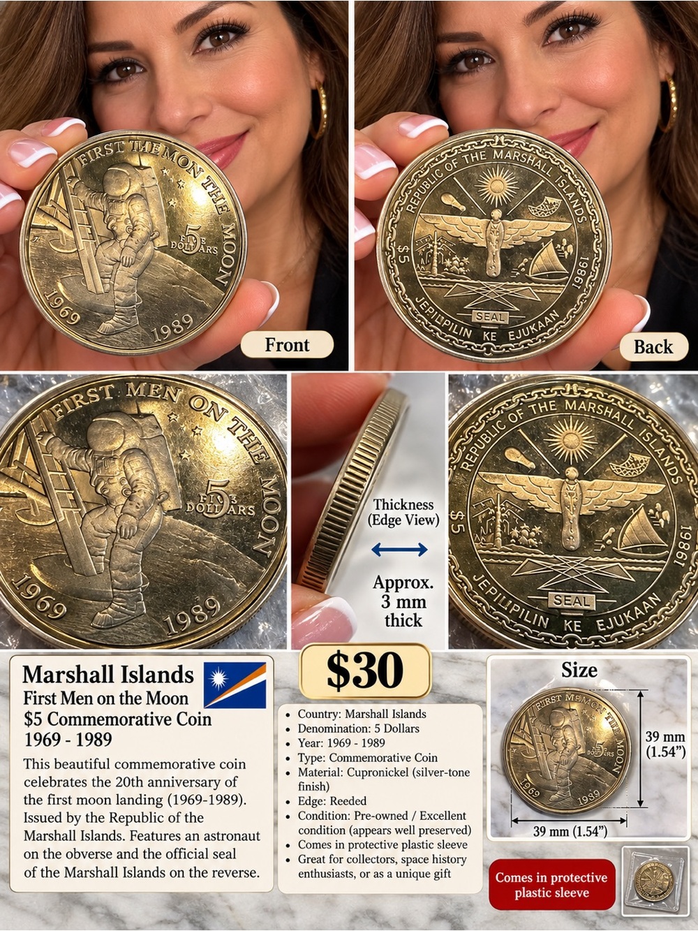Marshall Islands Commemorative Coin - Gold-Tone